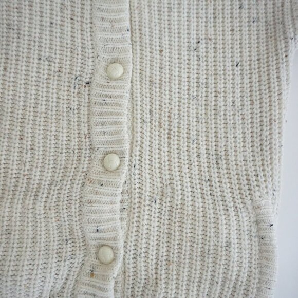 Vintage Newcomer Cream Chunky Knit 10% Wool Button Up Cardigan Sweater S - Picture 7 of 11